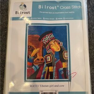 Cross Stitch Kit - Tibetan Girl and Cow - Bilrost #RA533 New